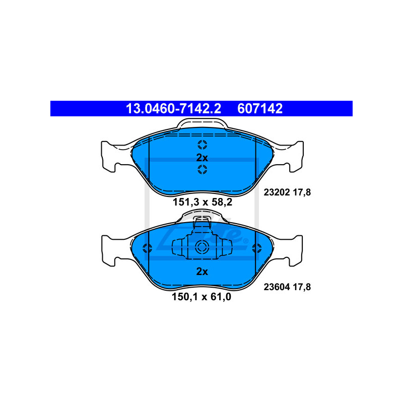Jeu de quatre plaquettes de frein à disque ATE