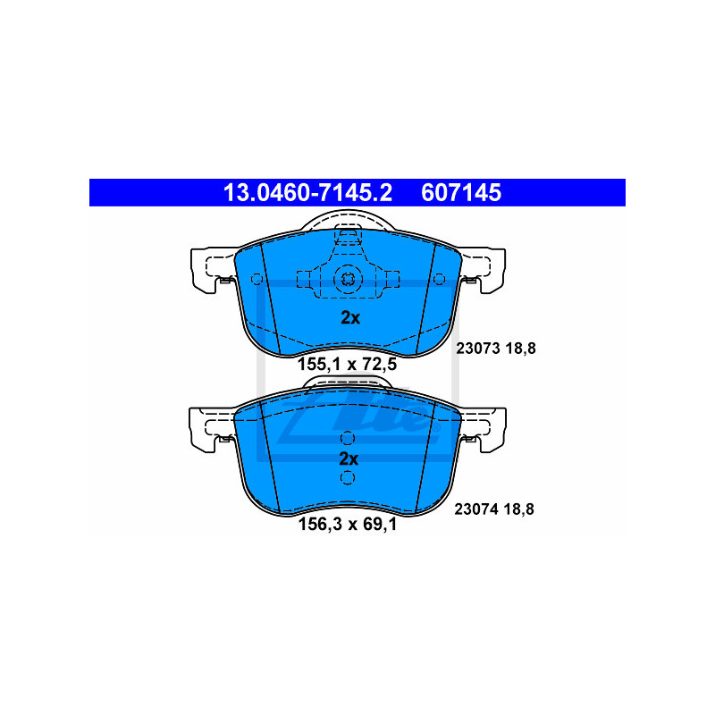 Jeu de quatre plaquettes de frein à disque ATE