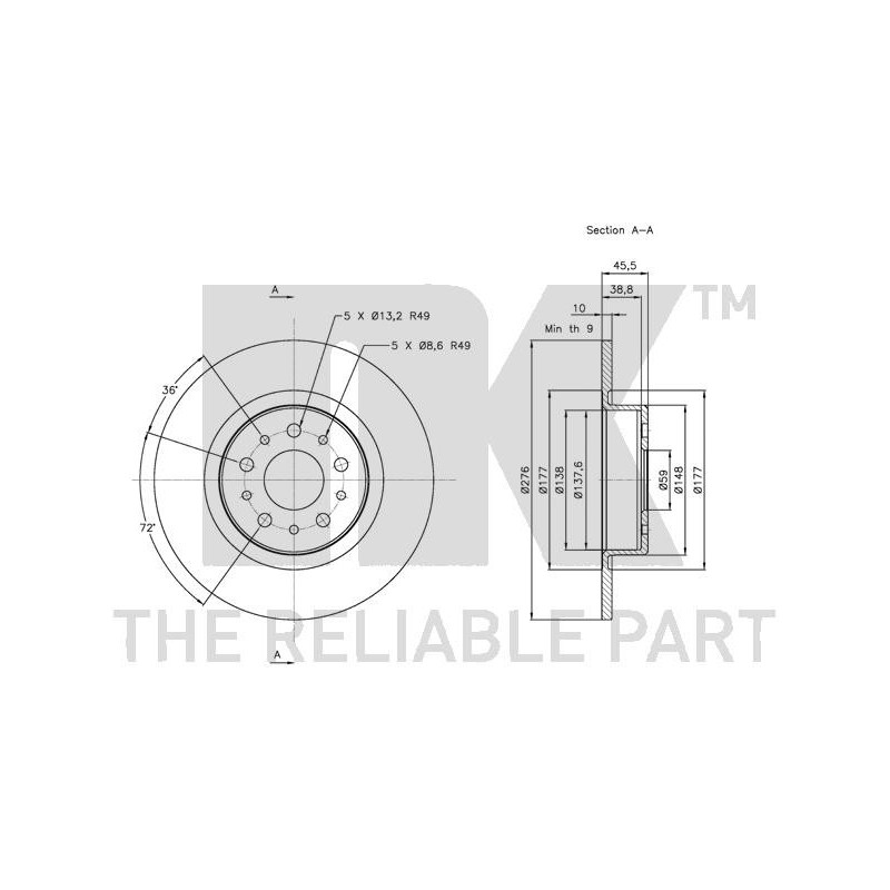 Jeu de 2 disques de frein NK