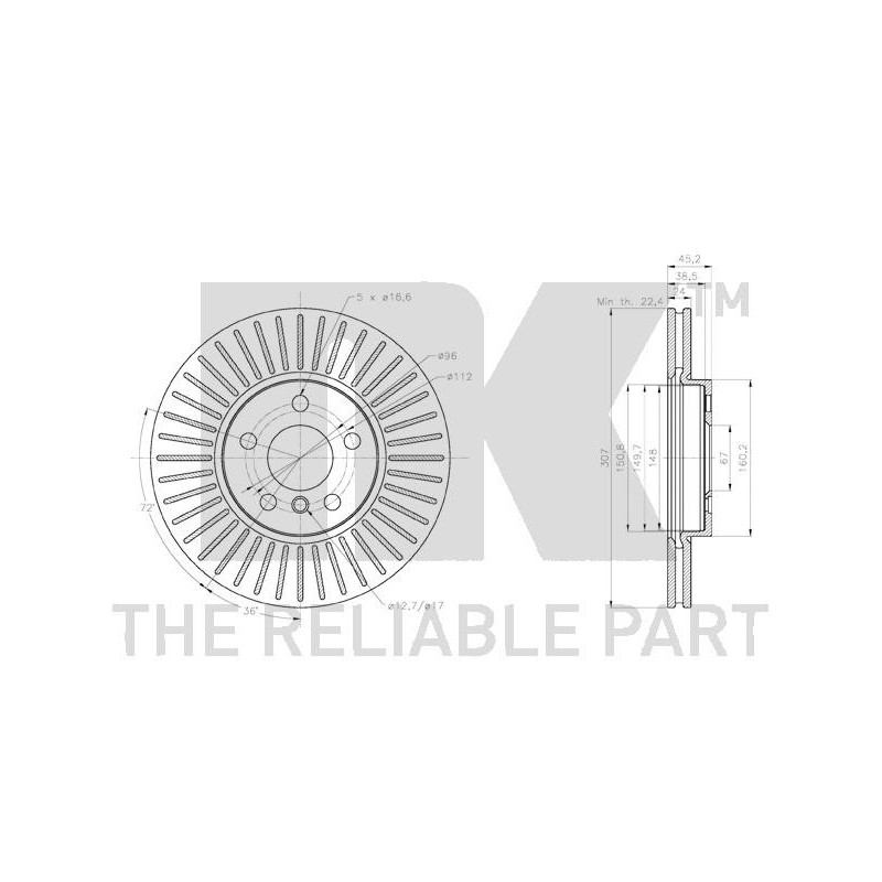 Jeu de 2 disques de frein NK