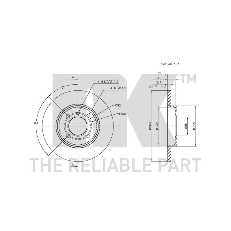 Jeu de 2 disques de frein NK