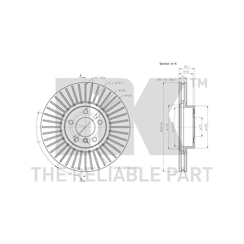 Disque de frein à l'unité NK