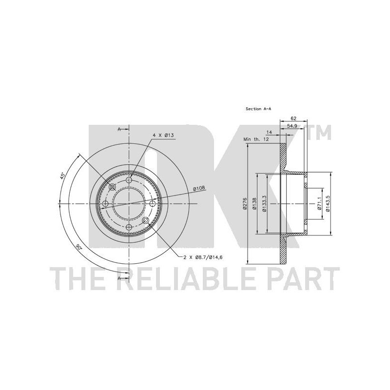 Jeu de 2 disques de frein NK