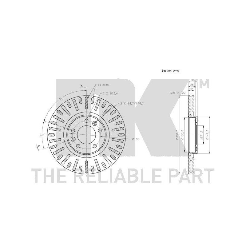 Jeu de 2 disques de frein NK