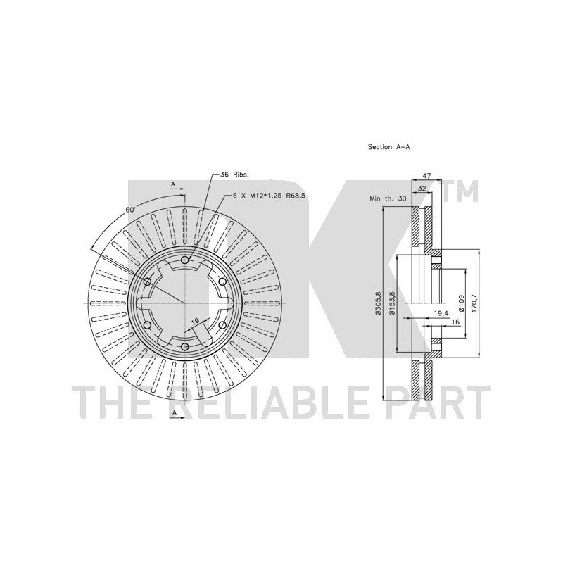 Disque de frein à l'unité NK
