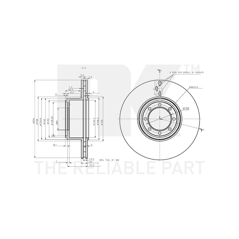 Disque de frein à l'unité NK