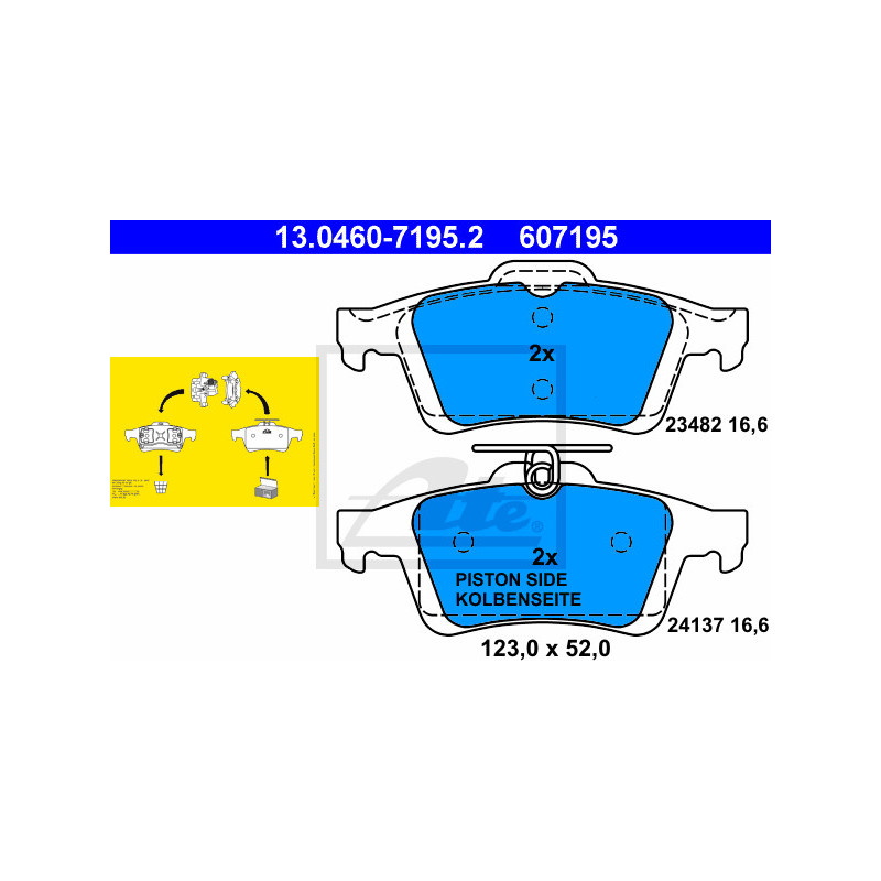 Jeu de quatre plaquettes de frein à disque ATE