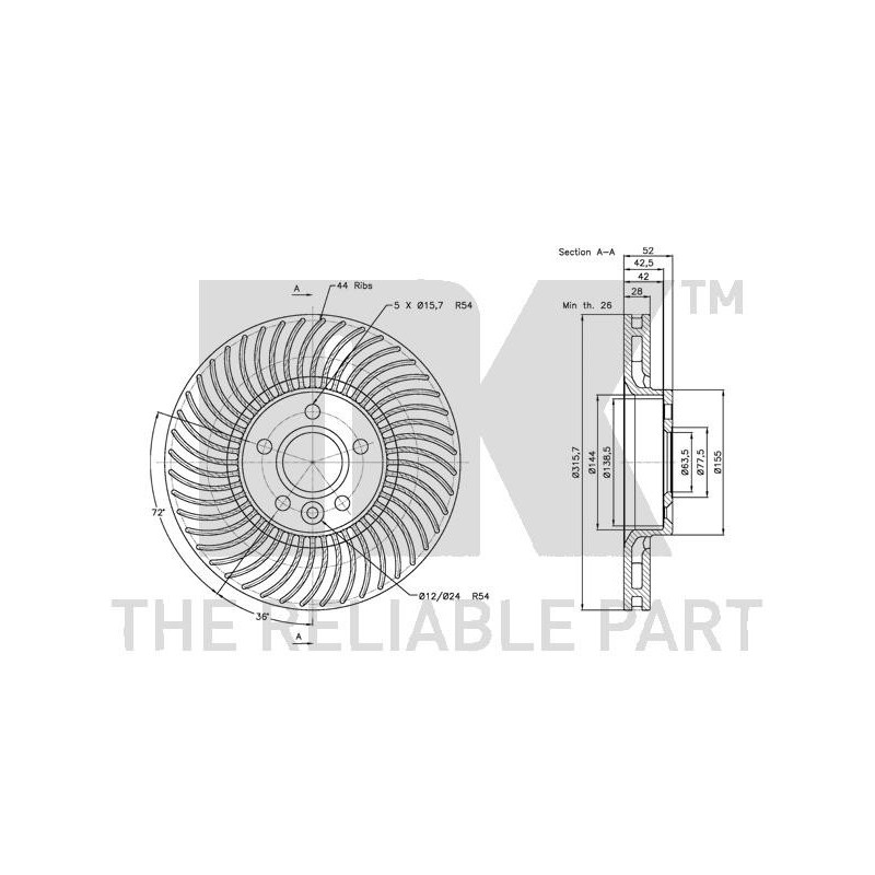 Disque de frein à l'unité NK