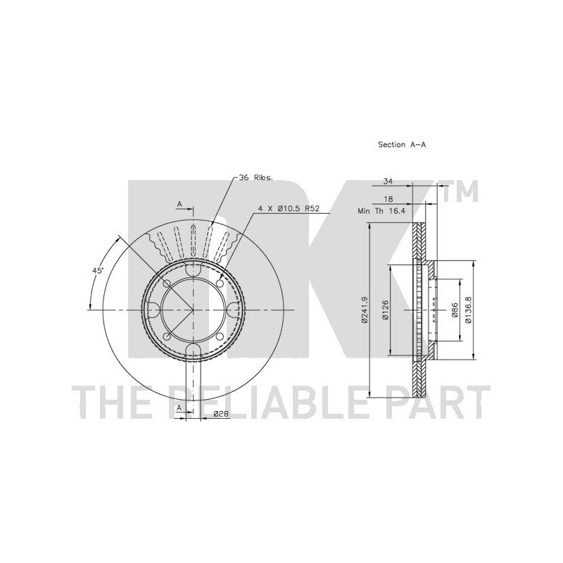 Jeu de 2 disques de frein NK