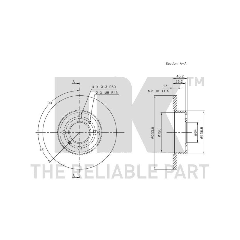 Jeu de 2 disques de frein NK