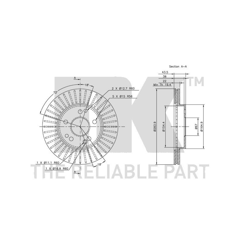 Jeu de 2 disques de frein NK
