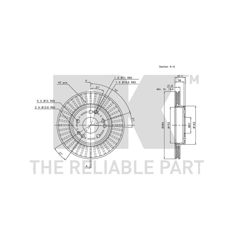 Jeu de 2 disques de frein NK