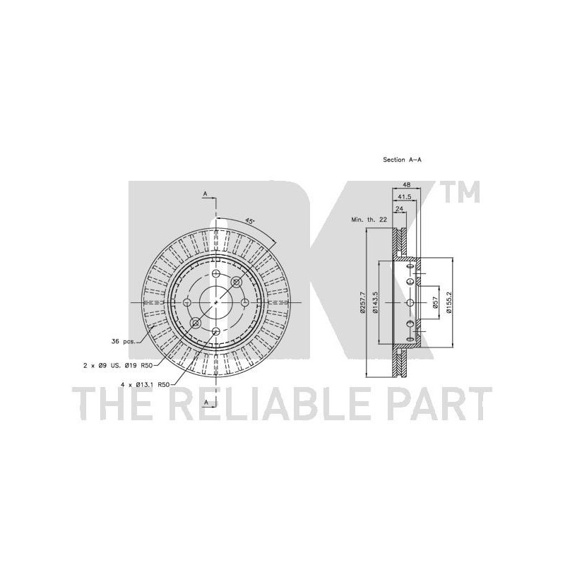 Jeu de 2 disques de frein NK