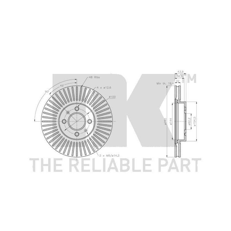 Jeu de 2 disques de frein NK