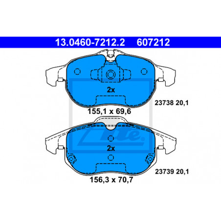 Jeu de quatre plaquettes de frein à disque ATE