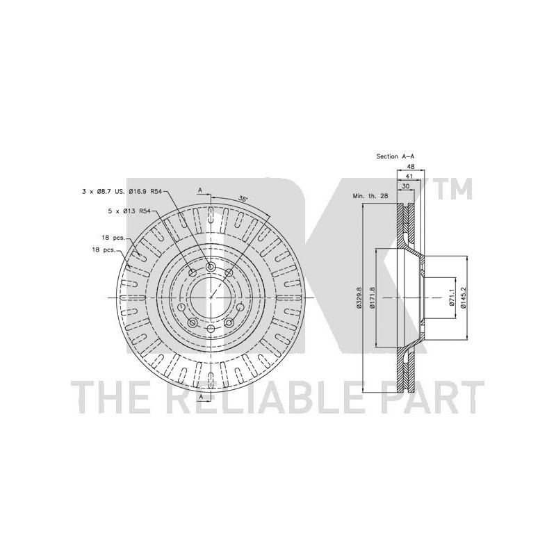 Disque de frein à l'unité NK