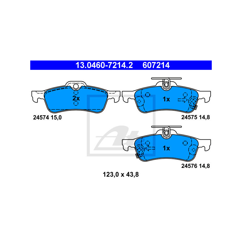 Jeu de quatre plaquettes de frein à disque ATE