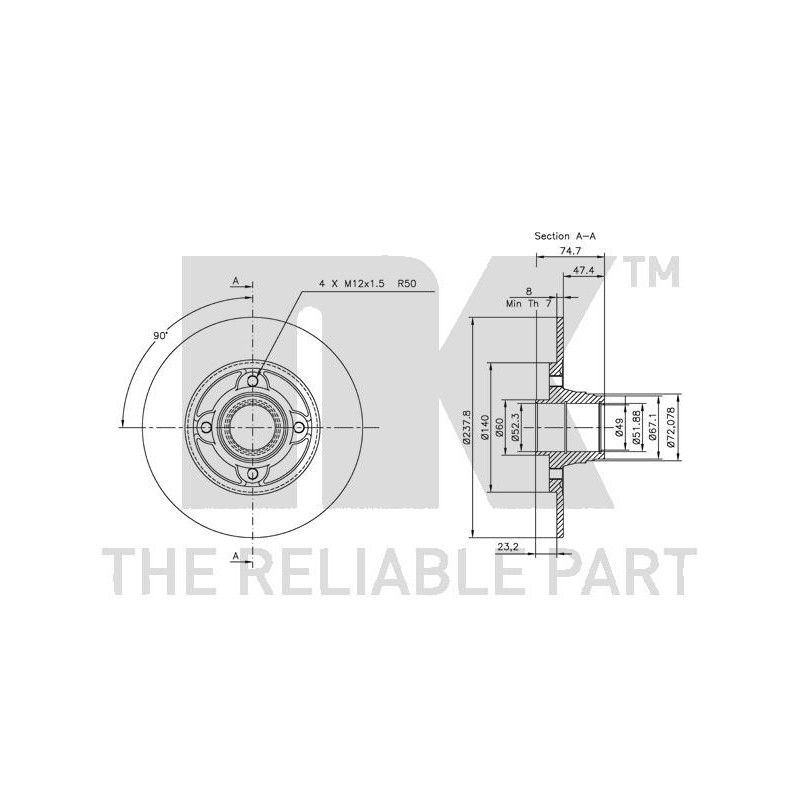 Disque de frein à l'unité NK