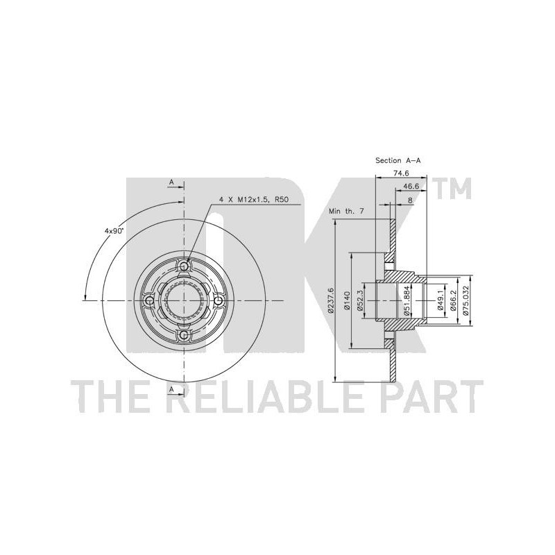 Disque de frein à l'unité NK