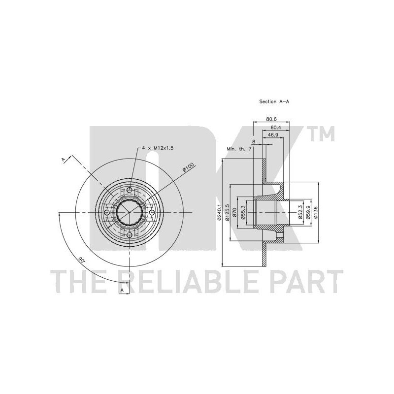 Disque de frein à l'unité NK