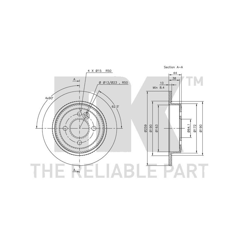 Jeu de 2 disques de frein NK