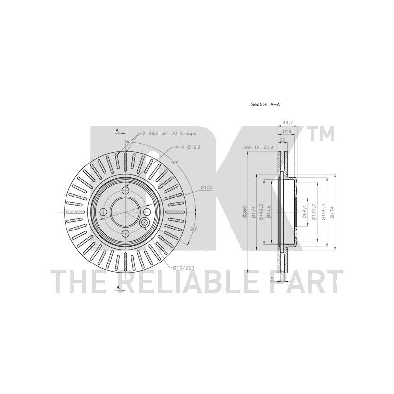 Jeu de 2 disques de frein NK