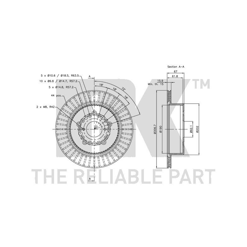 Jeu de 2 disques de frein NK