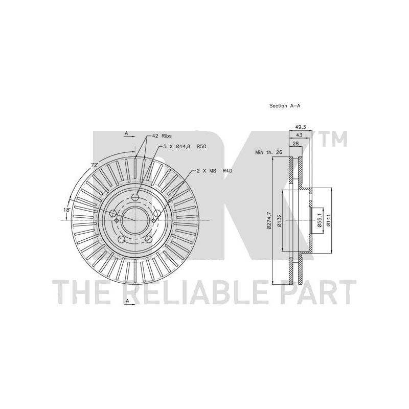 Jeu de 2 disques de frein NK