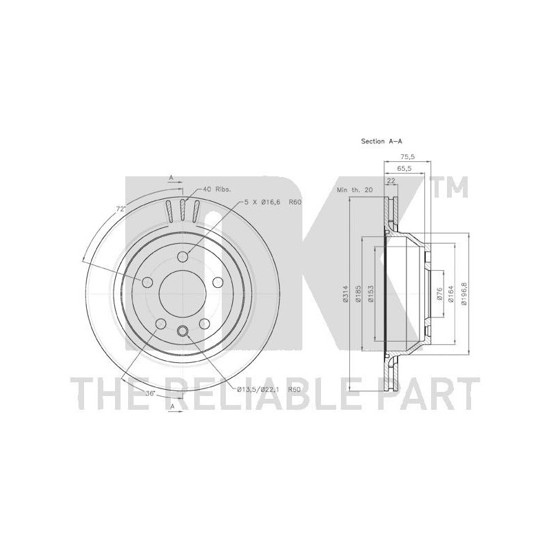Jeu de 2 disques de frein NK