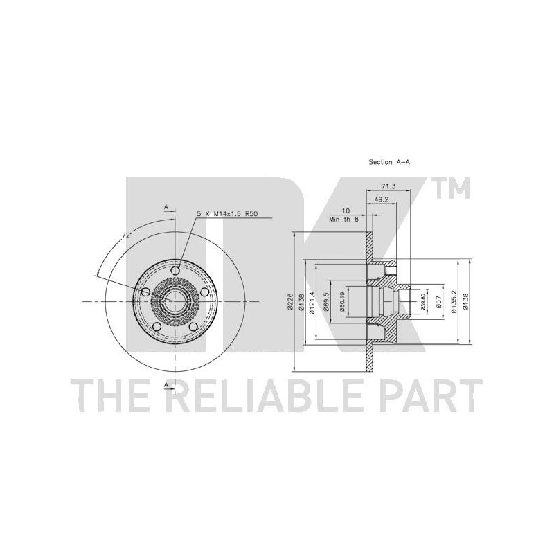 Disque de frein à l'unité NK