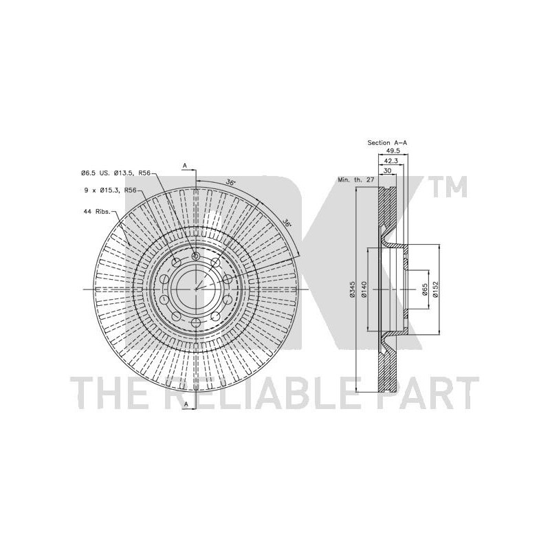 Disque de frein à l'unité NK