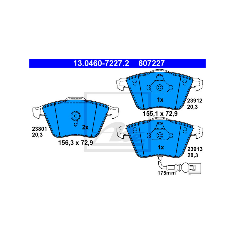 Jeu de quatre plaquettes de frein à disque ATE