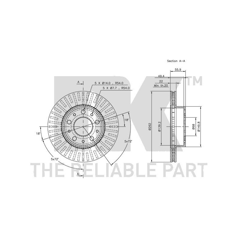 Jeu de 2 disques de frein NK