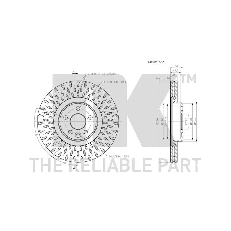 Disque de frein à l'unité NK