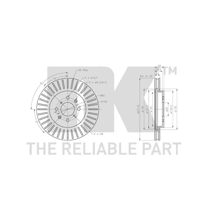 Jeu de 2 disques de frein NK