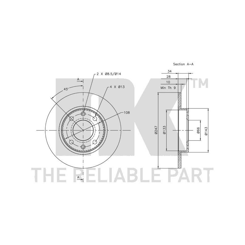 Jeu de 2 disques de frein NK