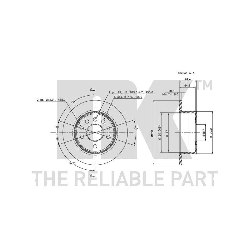 Jeu de 2 disques de frein NK