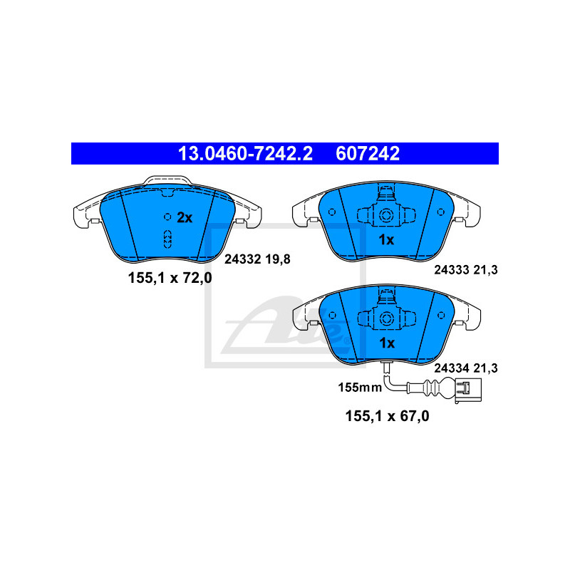 Jeu de quatre plaquettes de frein à disque ATE