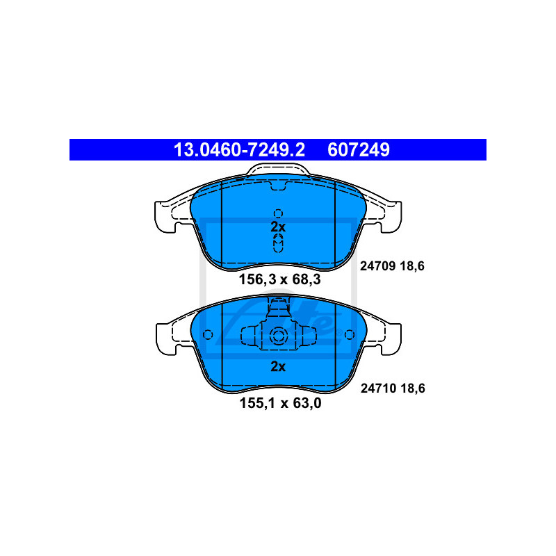 Jeu de quatre plaquettes de frein à disque ATE