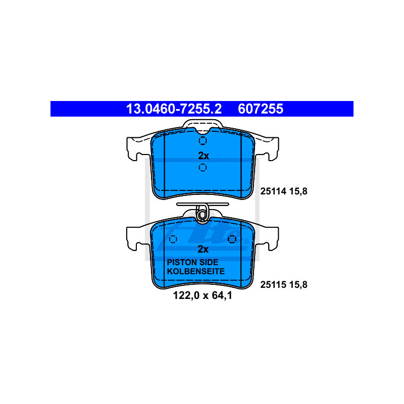 Jeu de quatre plaquettes de frein à disque ATE