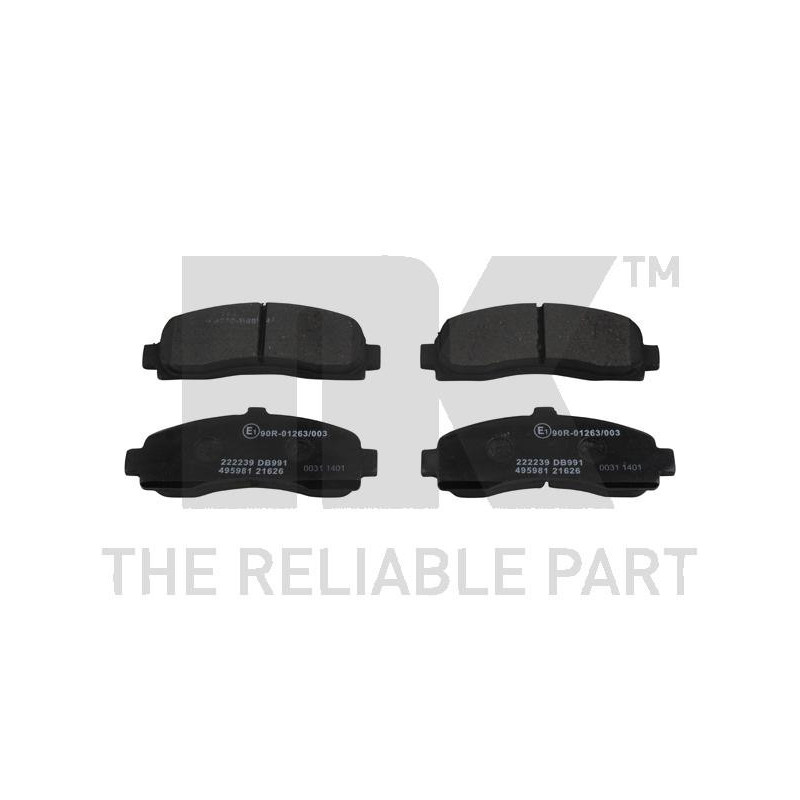 Jeu de quatre plaquettes de frein à disque NK