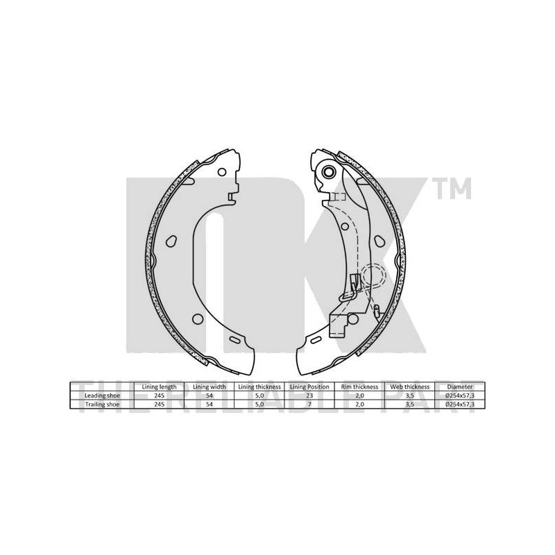 Jeu de mâchoires de frein NK