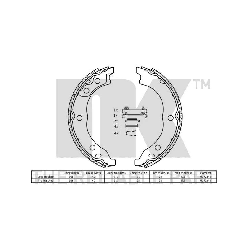 Jeu de mâchoires de frein (frein de stationnement) NK