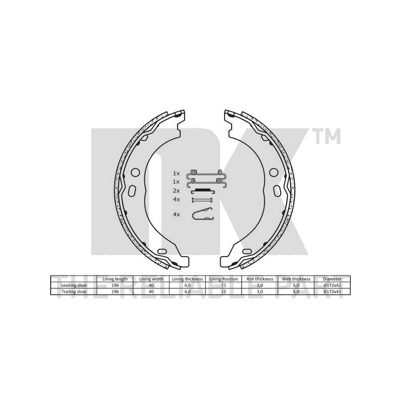 Jeu de mâchoires de frein NK