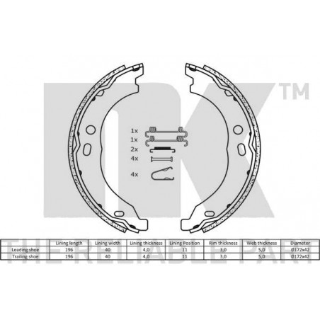 Jeu de mâchoires de frein NK