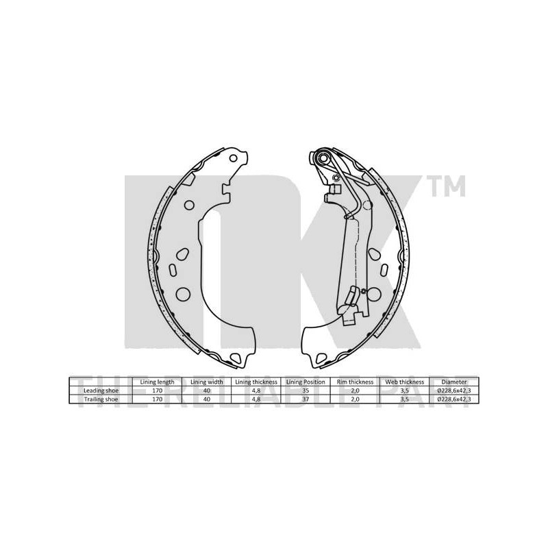 Jeu de mâchoires de frein NK