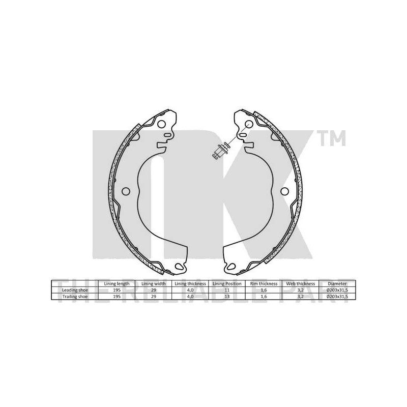 Jeu de mâchoires de frein NK