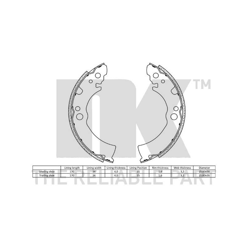 Jeu de mâchoires de frein NK