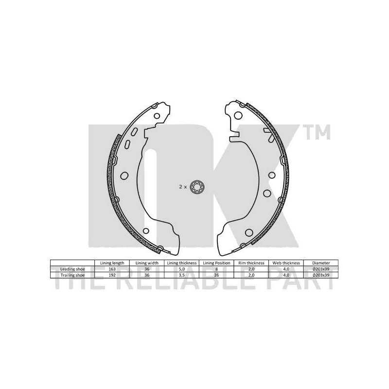 Jeu de mâchoires de frein NK