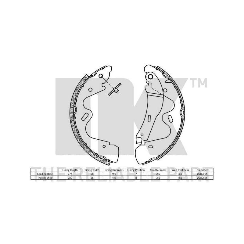 Jeu de mâchoires de frein NK